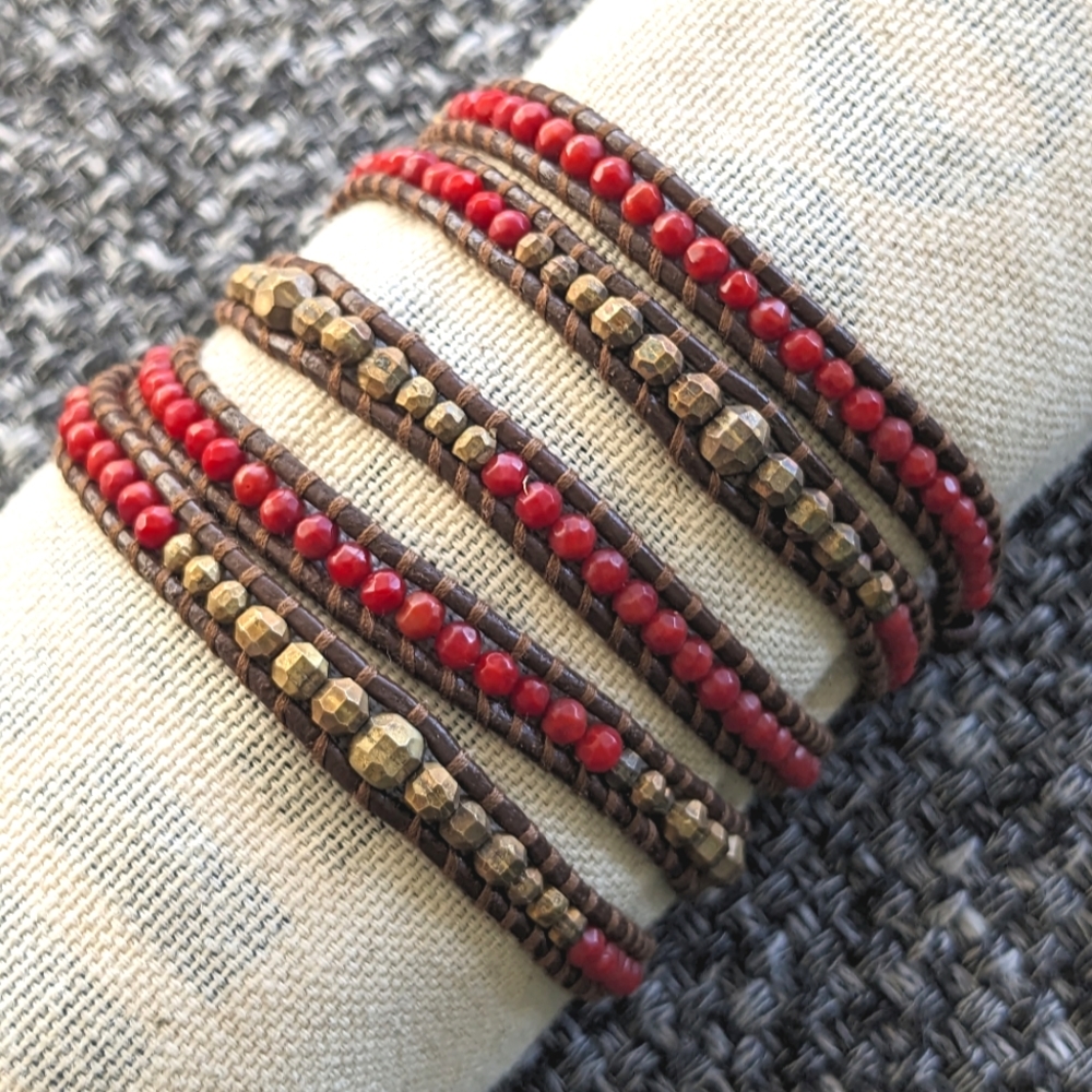 Chan Luu Beaded Leather Wrap Bracelet